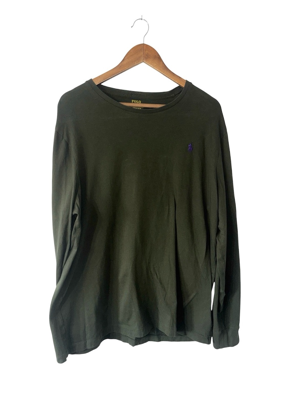 Polo Ralph Lauren Forrest Green Long Sleeve Tee Shirt Custom Slim Fit Mens XL